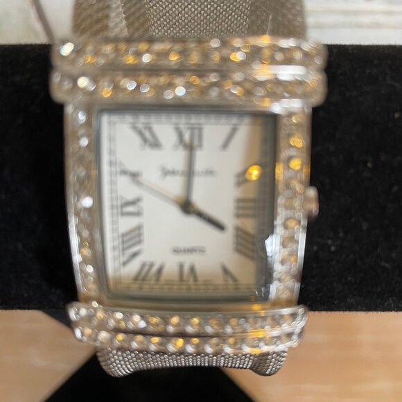 Vintage Susan Lucci Rhinestone Mesh Cuff Bracelet Watch/Analog - Picture 10 of 12